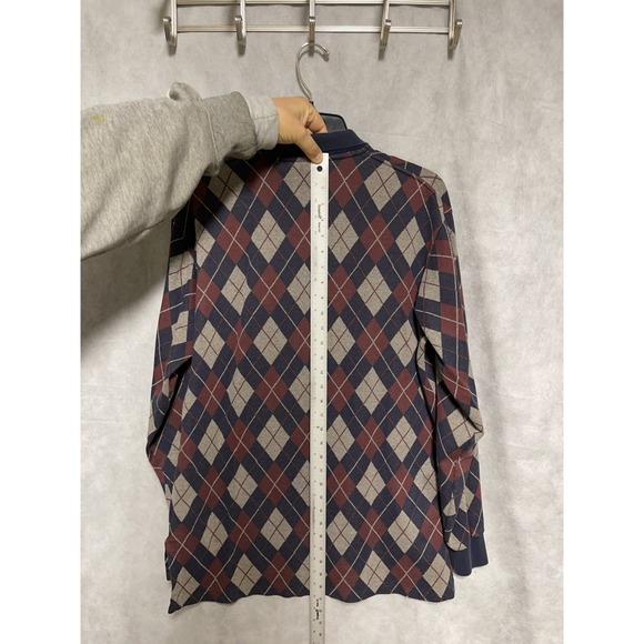 VTG Polo Ralph Lauren Polo Shirt Men L Argyle Golf Rhombus AOP Geometric USA 90s - Picture 5 of 7